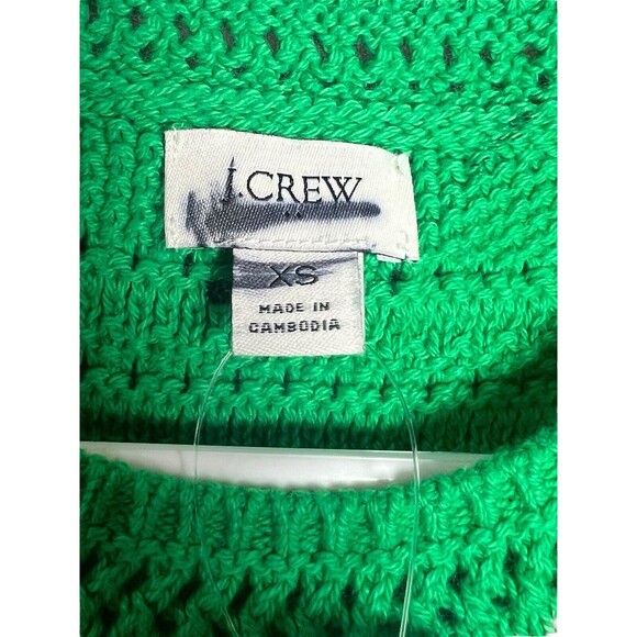 J Crew Womens Sweater Vest XS Kelly Green Crochet Knit Boho Twee Layering School - Picture 5 of 10